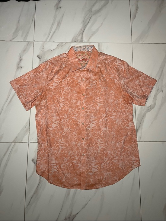 Robert Graham Other - Robert Graham VintShort-Sleeve Floral Button-Up Shirt in Coral